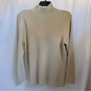 NWT Chico's Knit Turtleneck Sweater Woman's Gold Metallic Stretch SZ 4 or 2XL